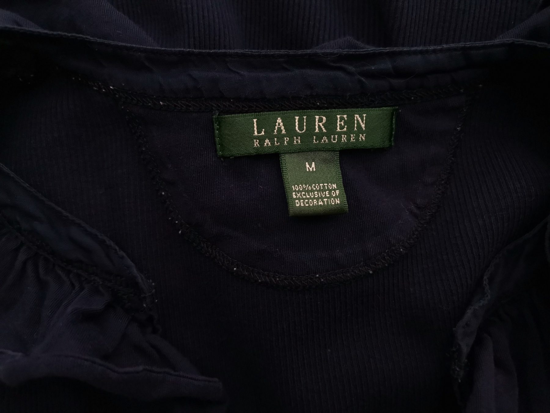 Lauren ralph lauren Size M Color Granatowy W serek Bluzka z guzikami na dekolcie Rękaw 3/4 Fabric Bawełna 100%