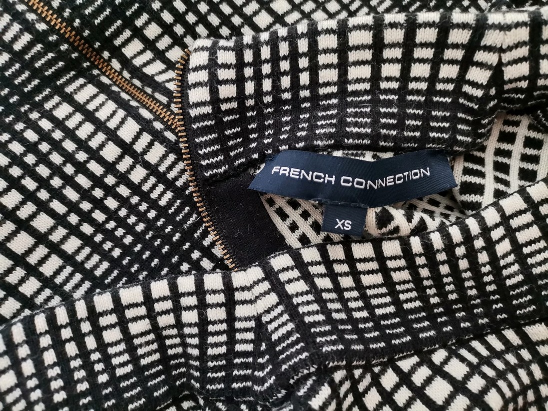 French connection Size XS Color Szary Krata Pół golf Bluzka Krótki rękaw Fabric Bawełna