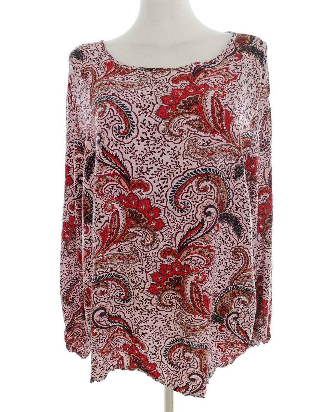 Fransa Size XXL Color Różowy Paisley W łódkę Bluzka Długi rękaw Fabric Wiskoza 100%