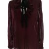 Reiss Size 12 (40) Color Purpurowy Keyhole Crew Neck Bluzka Długi rękaw Fabric Wiskoza