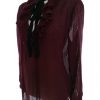 Reiss Size 12 (40) Color Purpurowy Keyhole Crew Neck Bluzka Długi rękaw Fabric Wiskoza