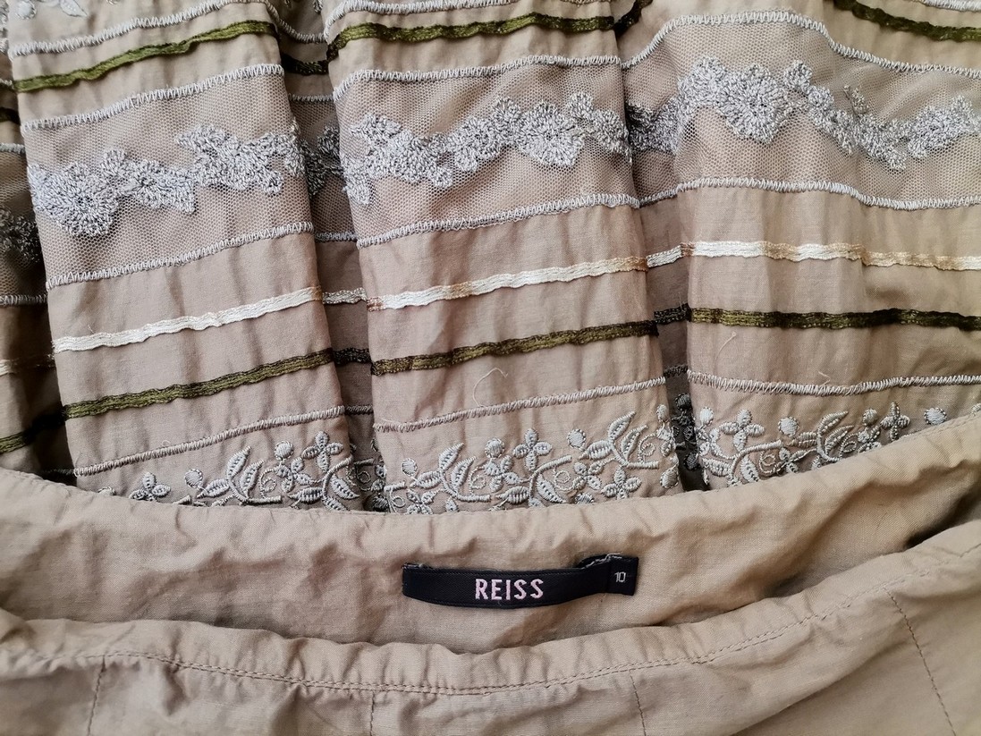 Reiss Size 10 (38) Color Brązowy Spódnica Rozkloszowana Midi Fabric Bawełna 100%