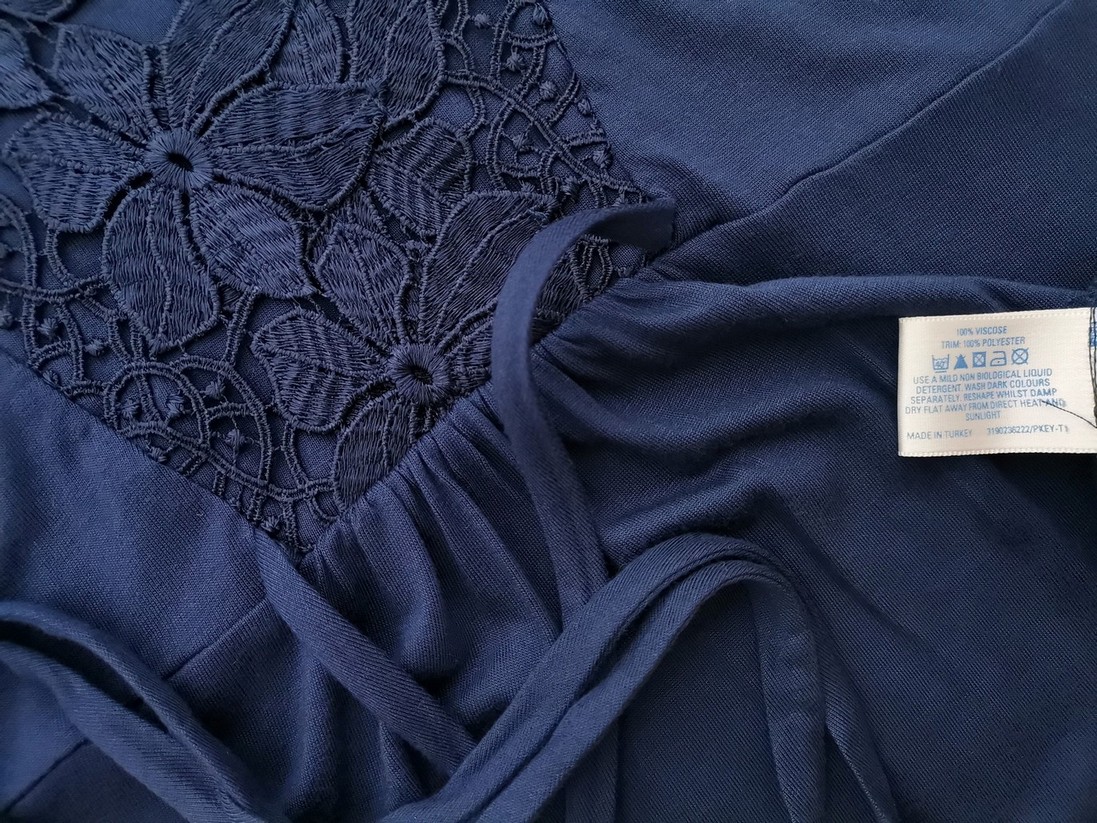 Oasis Size 10 (36) Color Granatowy W serek Tunika Bluzka Krótki rękaw Fabric Wiskoza 100%