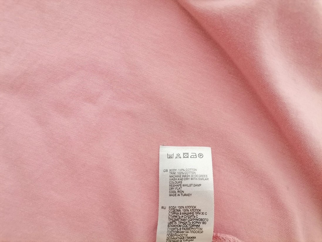 Reiss Size L Color Różowy W serek Tunika Bluzka Krótki rękaw Fabric Bawełna 100%