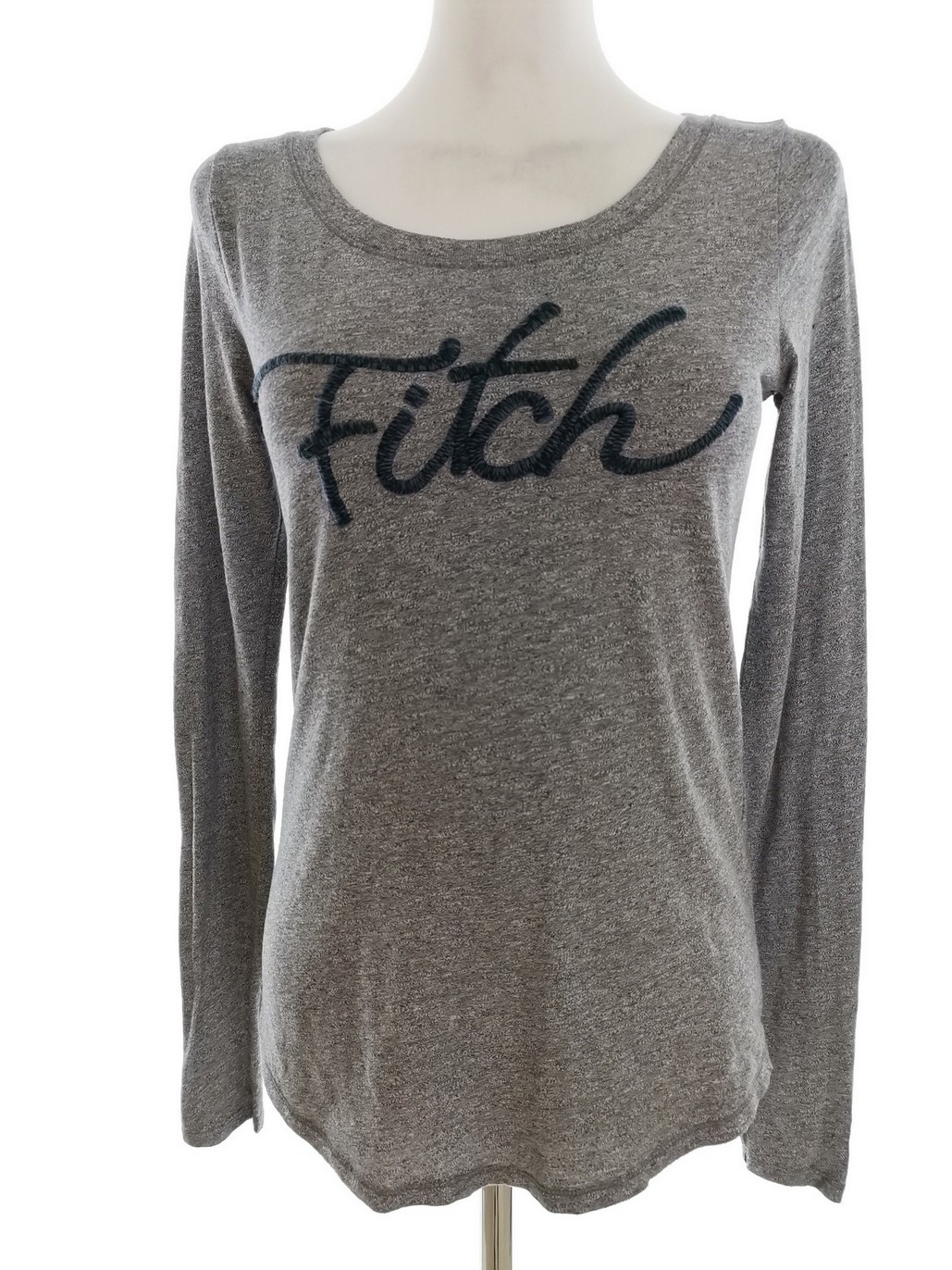 ABERCROMBIE & FITCH Size XS Color Szary Okrągły dekolt Bluzka Długi rękaw Fabric Bawełna