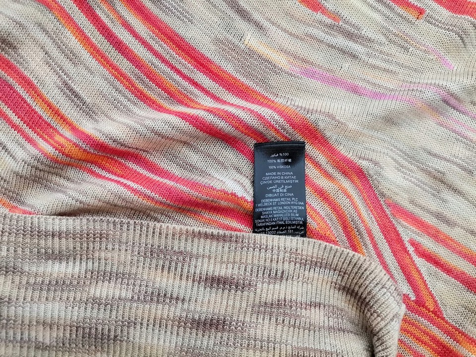 Jasper Conran Size 8 (36) Color Beżowy Pasy Drapowany dekolt Tunika Bluzka Krótki rękaw Fabric Wiskoza 100%