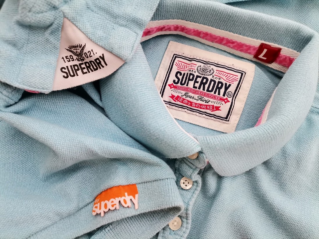 Superdry Size L Color Niebieski Kołnierz Koszulka Polo Krótki rękaw Fabric Bawełna 100%