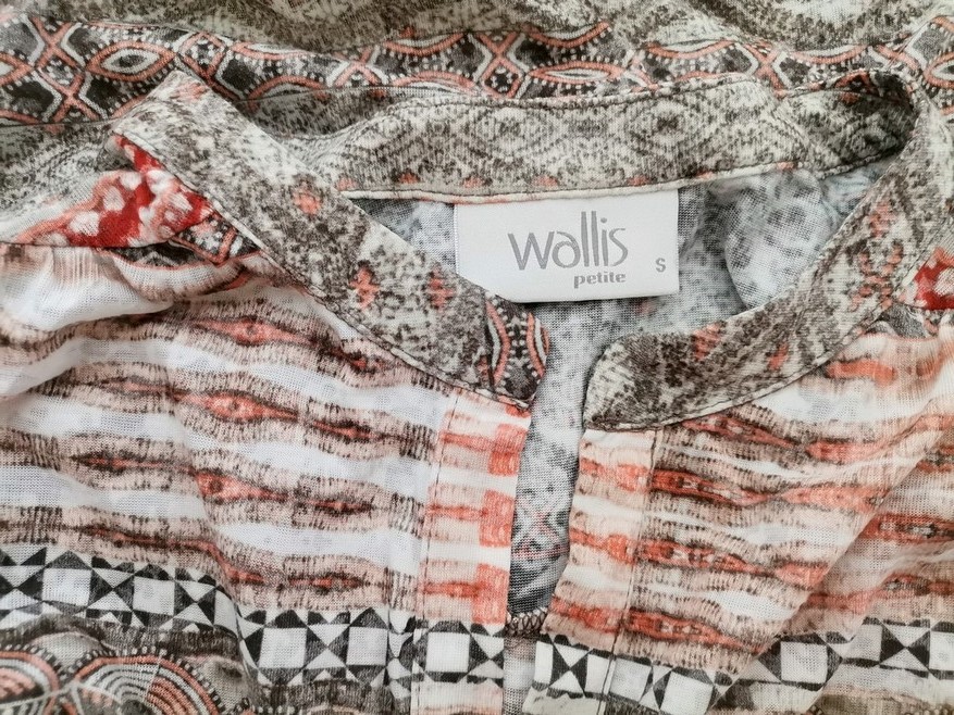 Wallis Size S Color Szary Split Crew Neck Bluzka z guzikami na dekolcie Rękaw 3/4