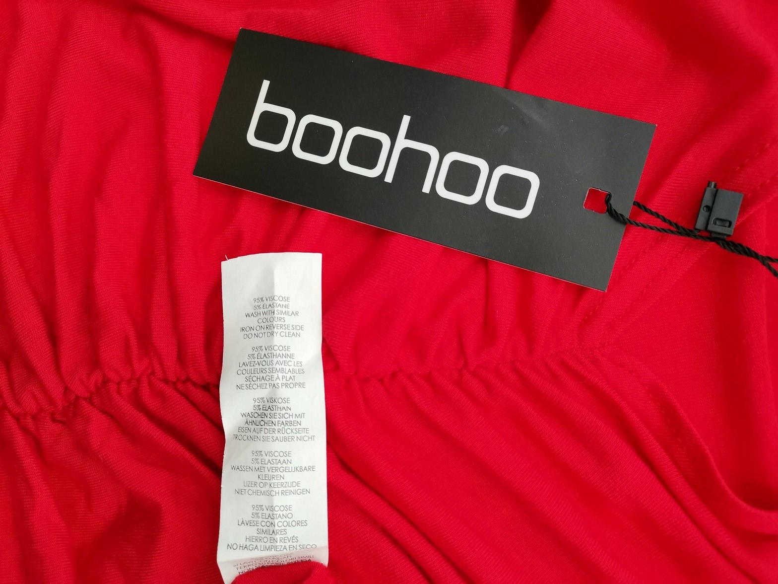 Boohoo Size 18 (46) Color Czerwony Głęboki Serek Bluzka Długi rękaw Fabric Wiskoza