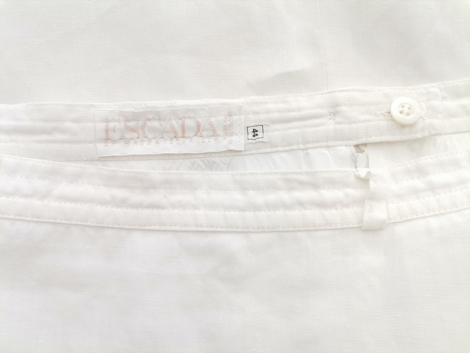 Escada Size 44 Color Biały Spódnica Prosta i Ołówkowa Midi Fabric Len 100%