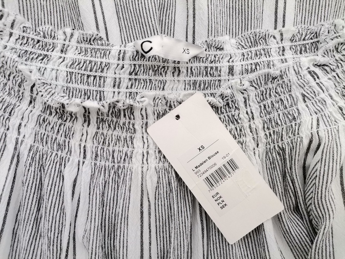 C Size XS Color Biały Pasy Okrągły dekolt Bluzka Krótki rękaw Fabric Wiskoza 100%