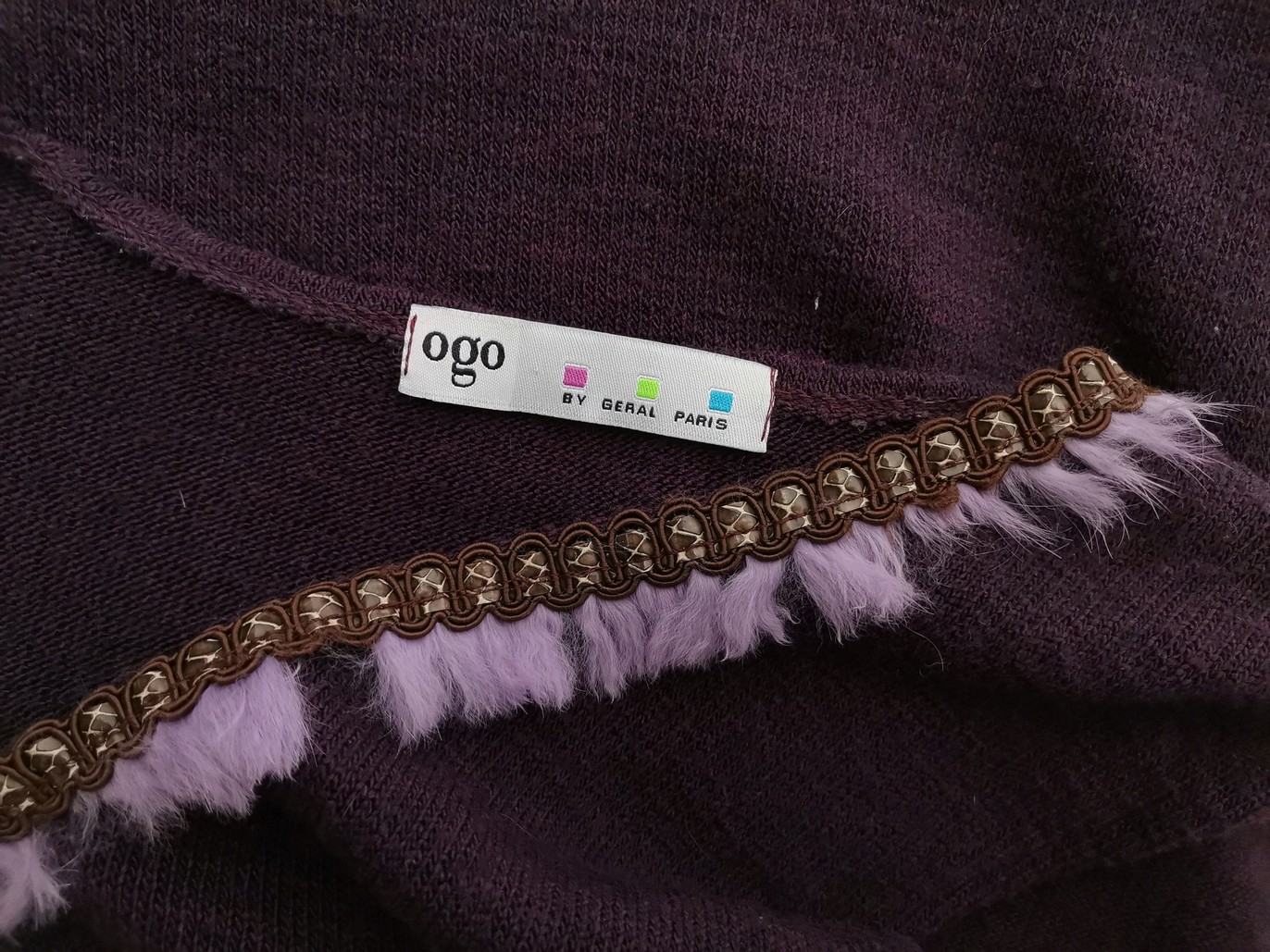 Ogo by Geral Paris Size 38/40 Color Fioletowy W serek Bluzka Bezrękawnik