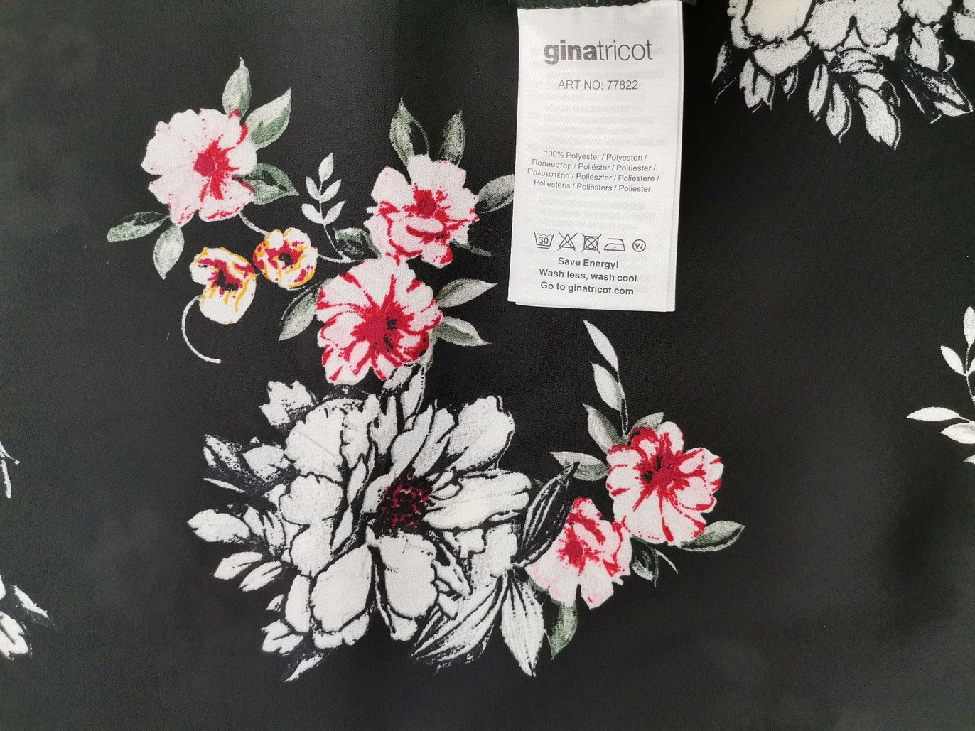 Ginatricot Size 34 Color Czarny W serek Bluzka Rękaw 3/4