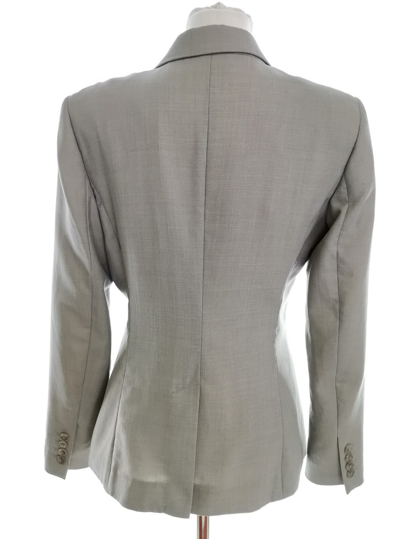 Reiss Size 12 (40) Color Szary Kołnierz Żakiet z zapięciem Długi rękaw Fabric Wełna