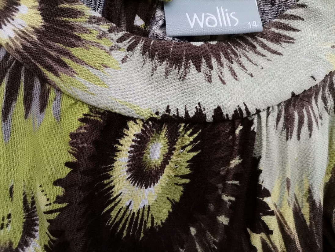 Wallis Size 14 (42) Color Brązowy Okrągły dekolt Bluzka Bezrękawnik Fabric Wiskoza