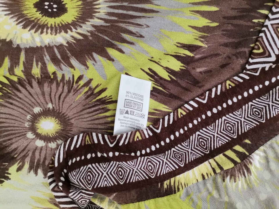 Wallis Size 14 (42) Color Brązowy Okrągły dekolt Bluzka Bezrękawnik Fabric Wiskoza