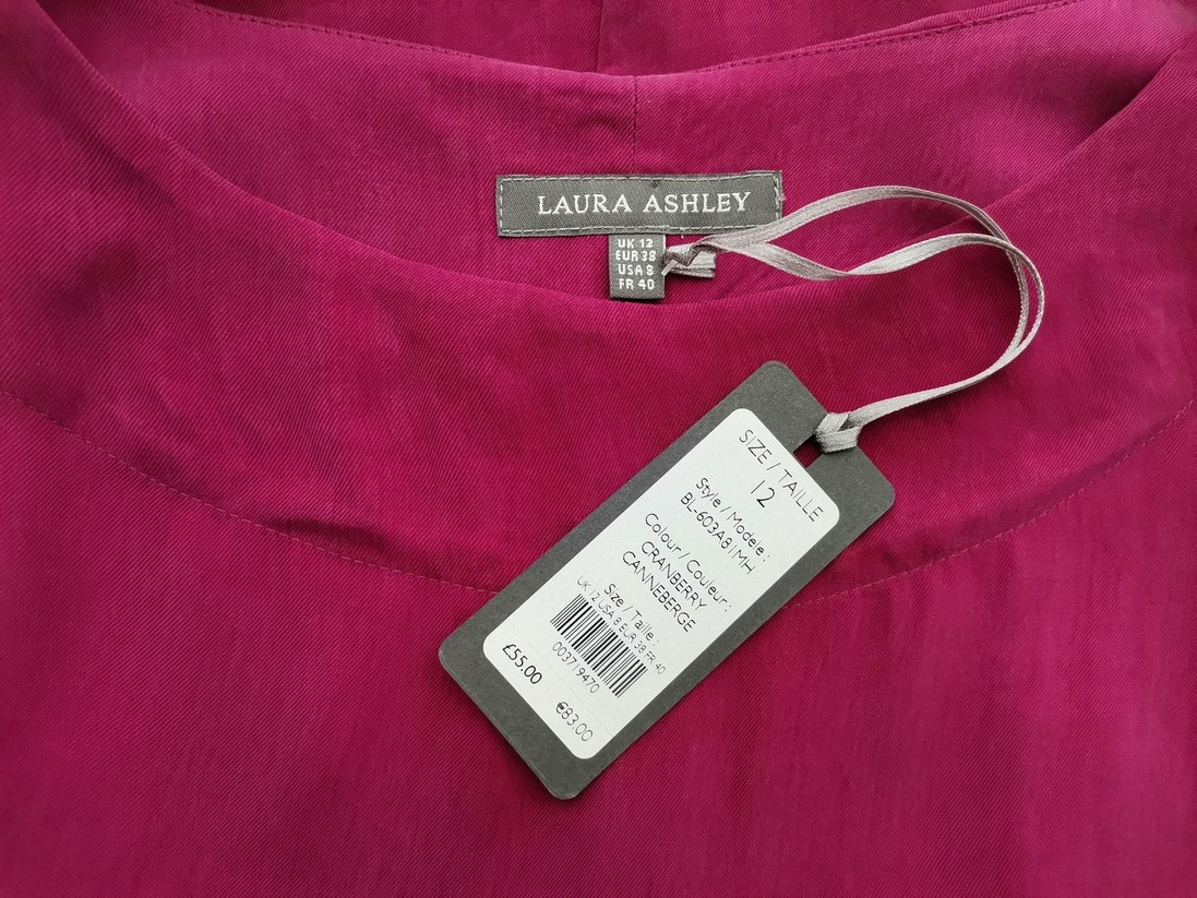 Laura ashley Size 12 (38) Color Fuksja Okrągły dekolt Bluzka Krótki rękaw Fabric Cupro 100%