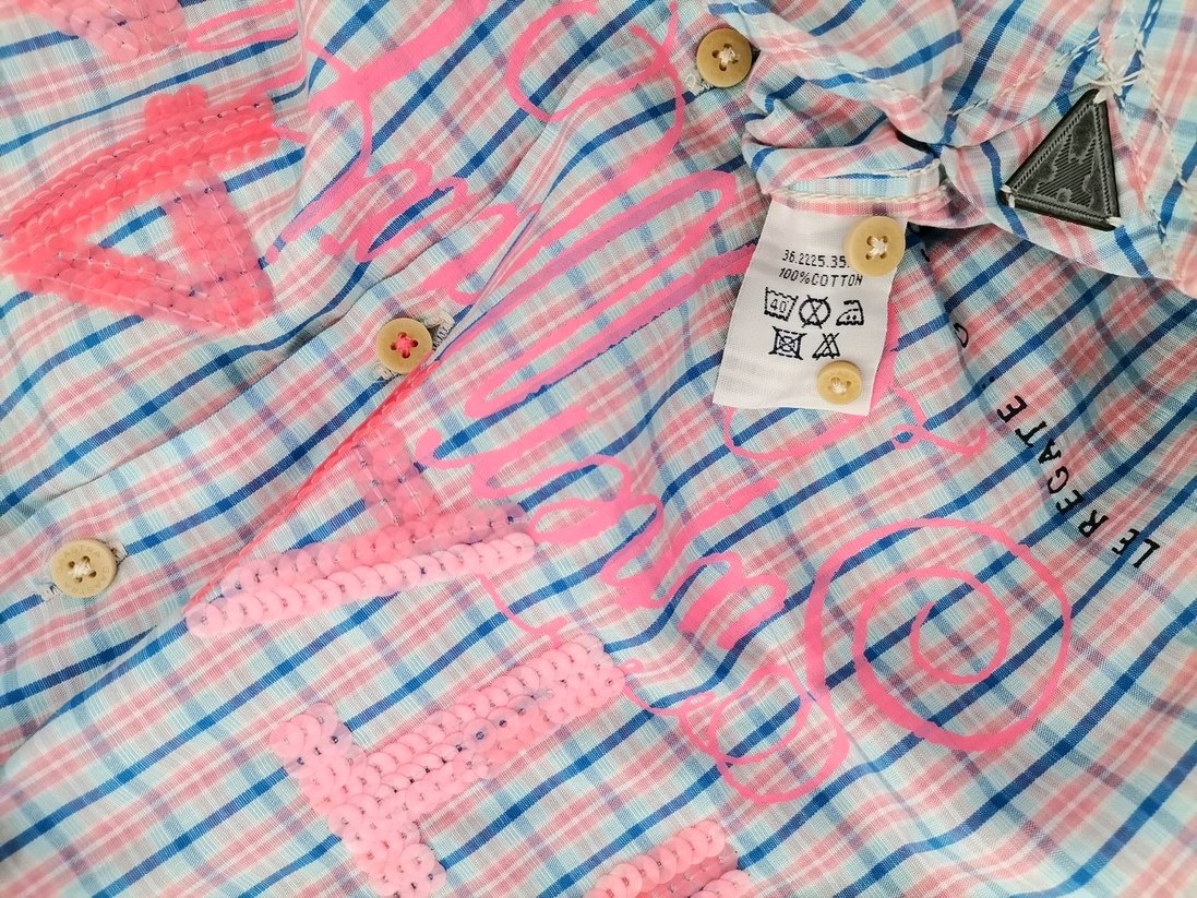 Gaastra Size XS Color Niebieski Krata Kołnierz Koszula Zapinana Bluzka Krótki rękaw Fabric Bawełna 100%