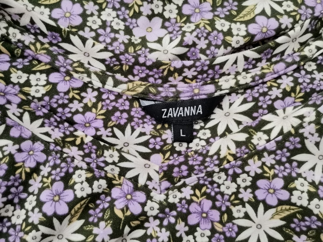 Zavanna Size L Color Fioletowy W serek Bluzka Rękaw 3/4