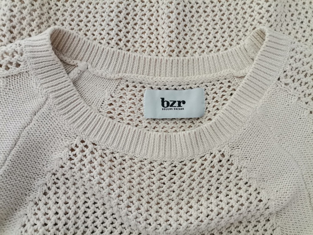 BZR Size M Color Kremowy Crew Neck Tunika Bluzka Dzianina Krótki rękaw Fabric Bawełna 100%