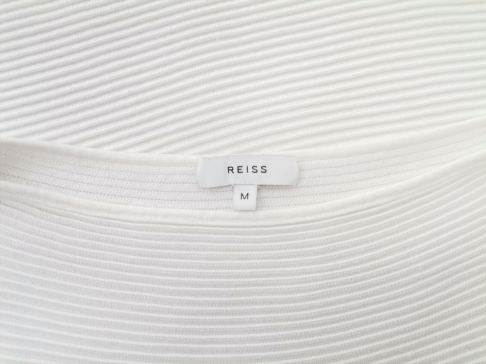 Reiss Size M Color Biały W łódkę Tunika Bluzka Długi rękaw Fabric Wiskoza