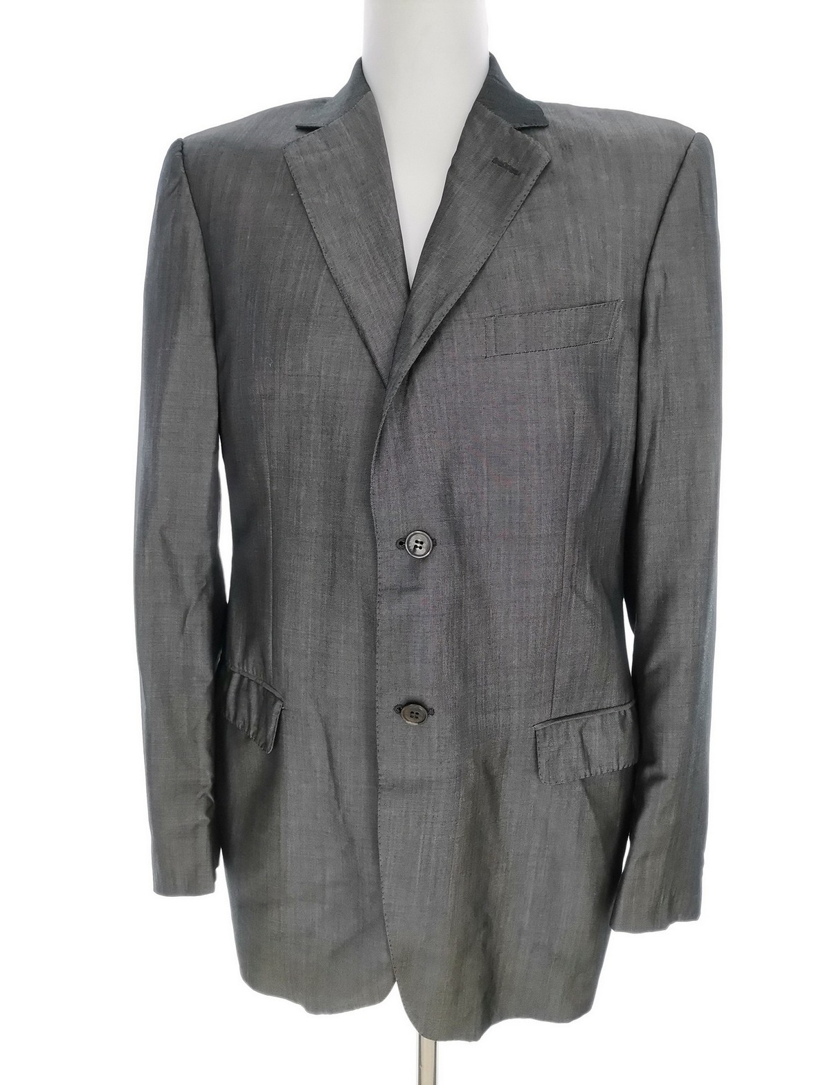 Zegna Size 52 Color Szary Męska Marynarka Długi rękaw Fabric Wełna