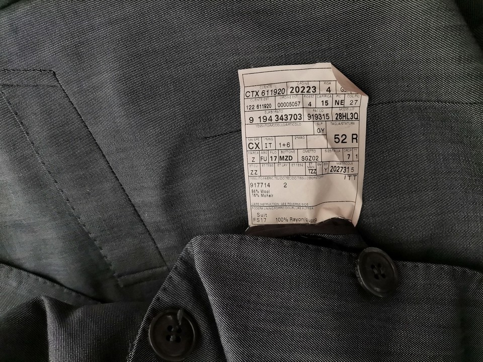 Zegna Size 52 Color Szary Męska Marynarka Długi rękaw Fabric Wełna