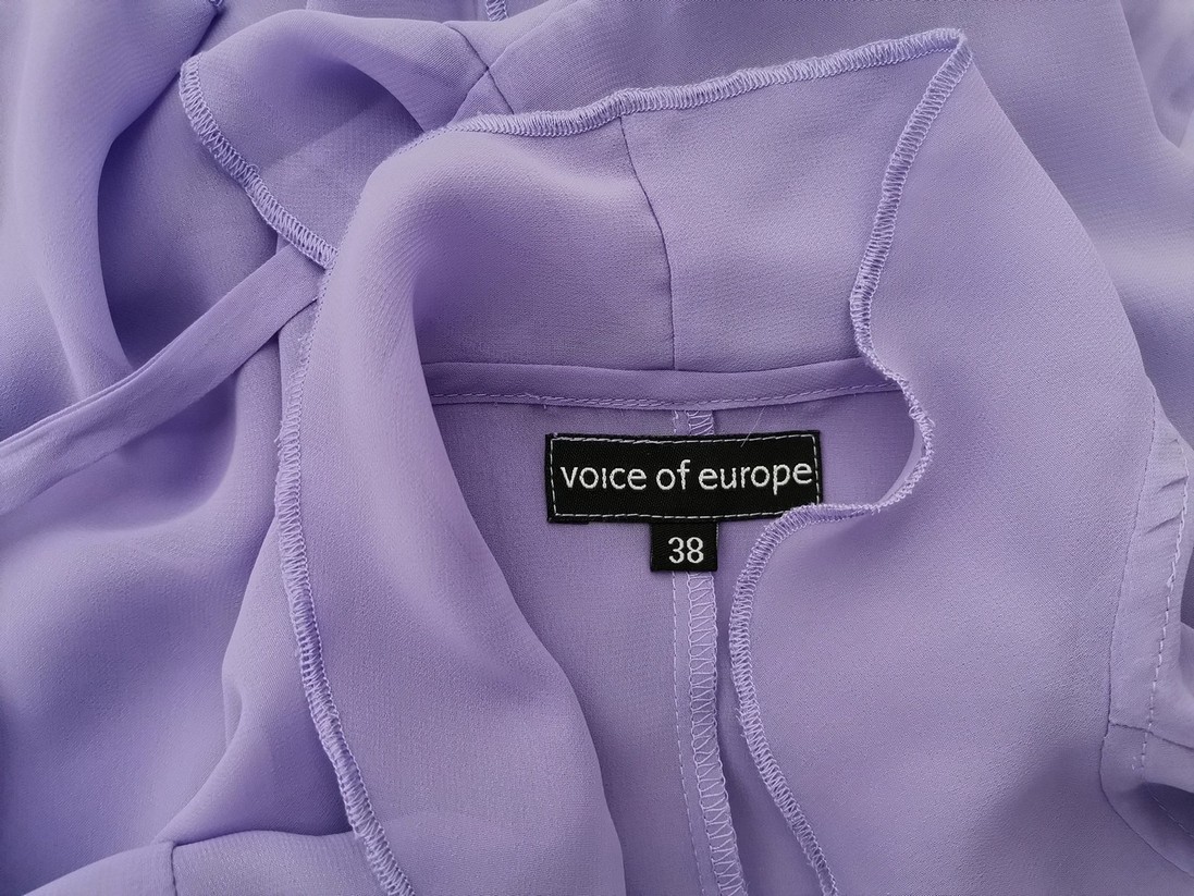 Voice of Europe Size 38 Color Fioletowy Głęboki Serek Bluzka Zawijana Rękaw 3/4