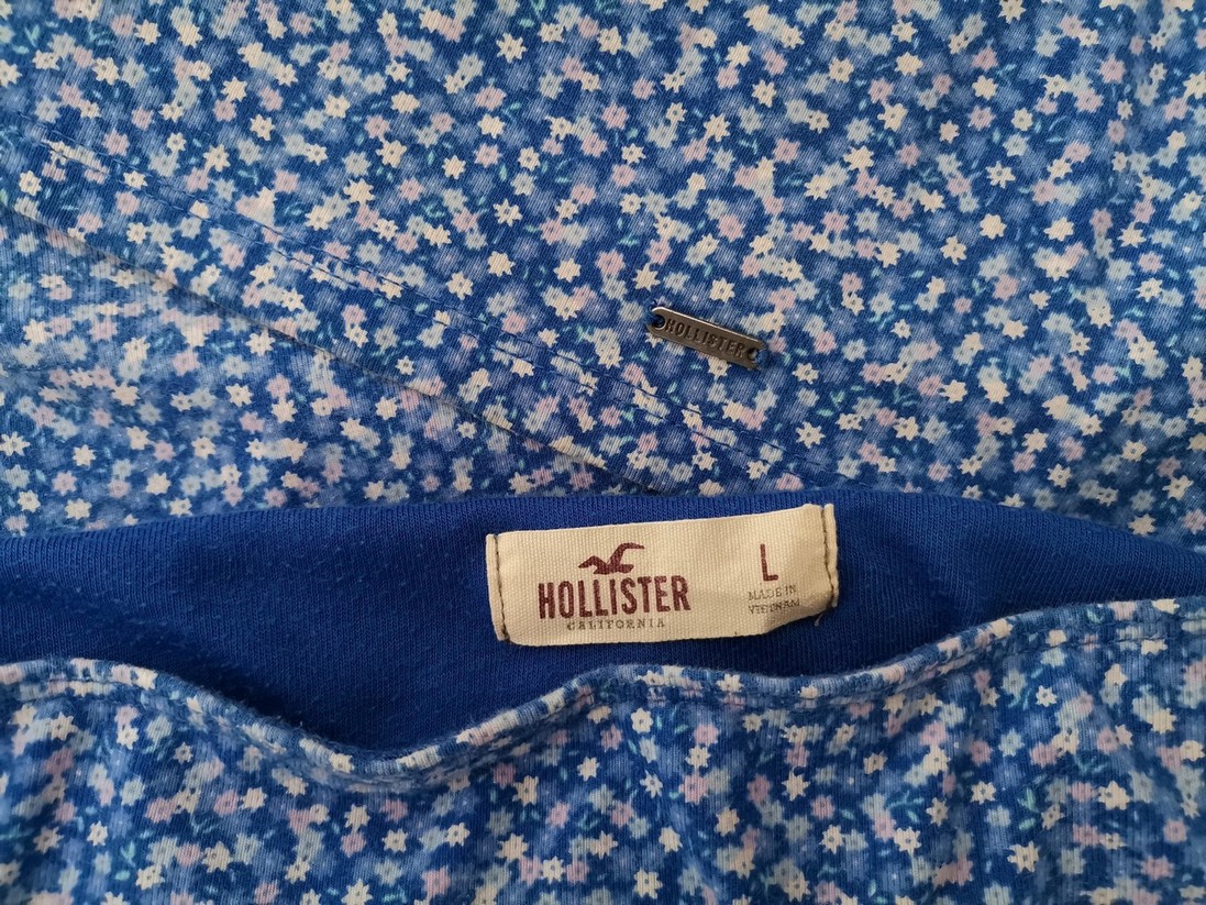 Hollister Size L Color Niebieski Spódnica Prosta i Ołówkowa Do Kolan Fabric Bawełna