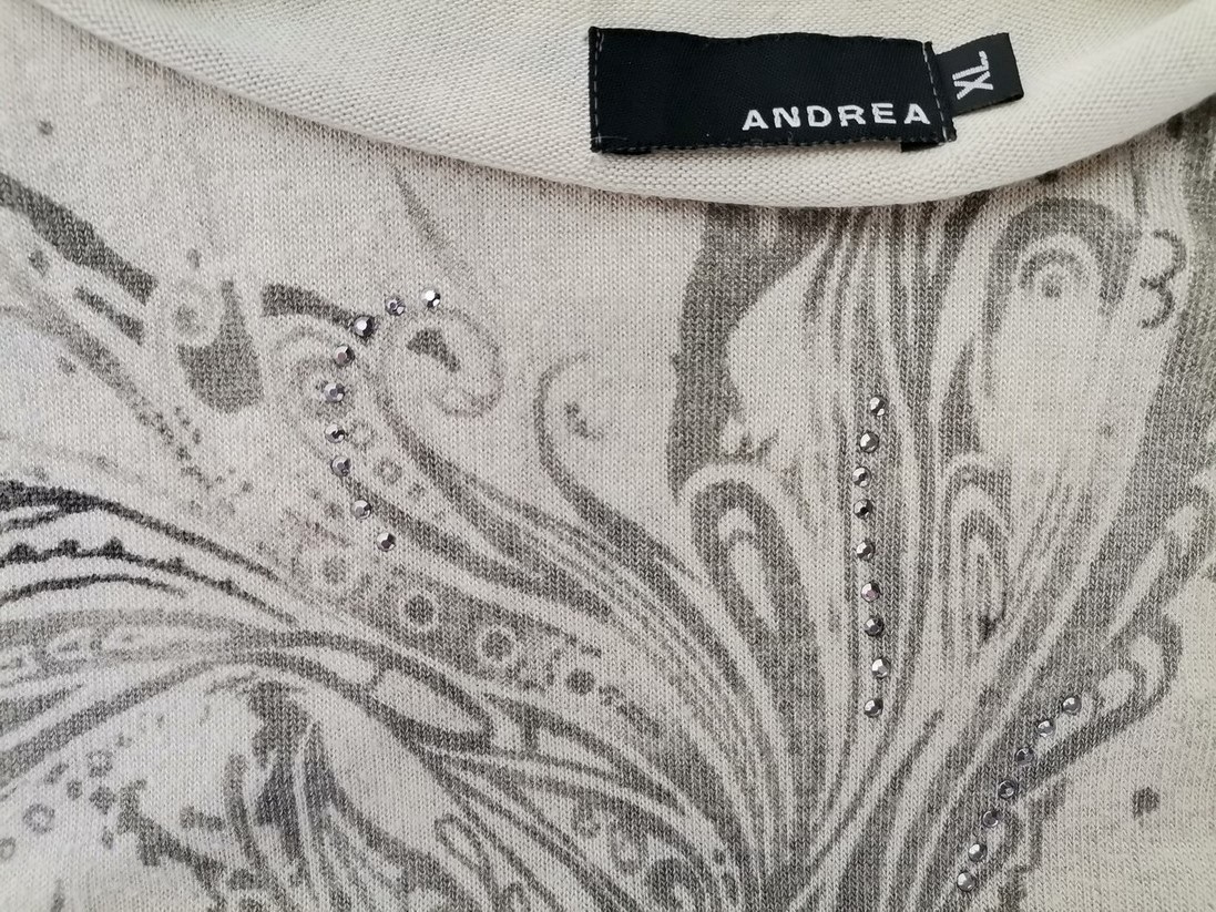 Andrea Size XL Color Beżowy Okrągły dekolt Tunika Bluzka Długi rękaw Fabric Wiskoza