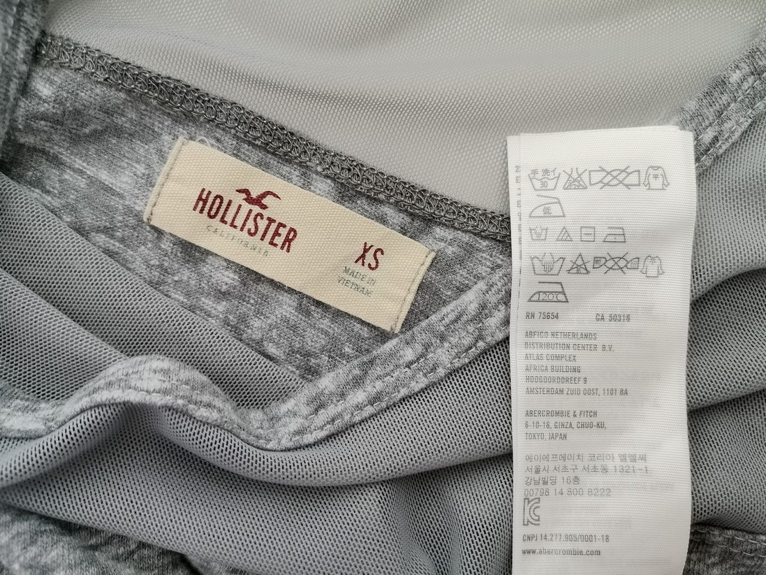 Hollister Size XS Color Szary W łódkę Bluzka Rękaw 3/4 Fabric Bawełna