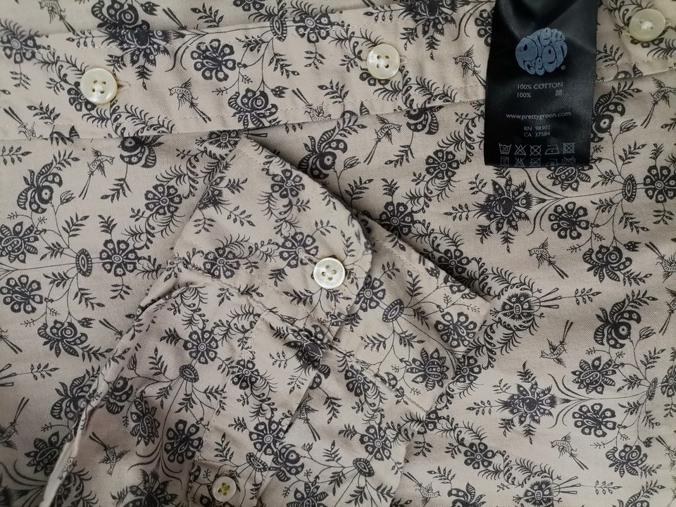 Pretty Green Size L Color Szary Kołnierz Męska Koszula Casual Długi rękaw Fabric Bawełna 100%