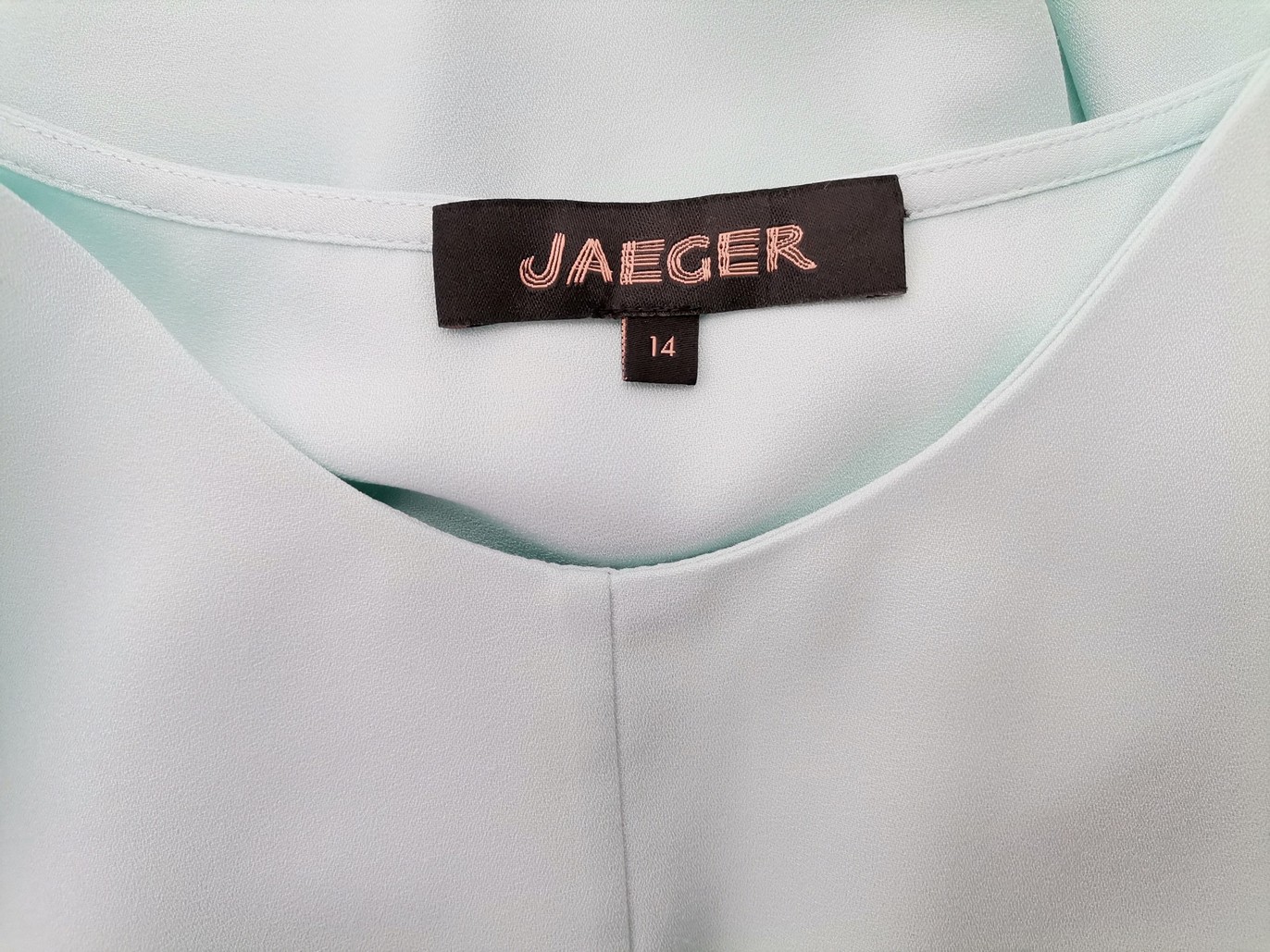 Jaeger Size 14 (42) Color Niebieski Okrągły dekolt Bluzka Rękaw 3/4