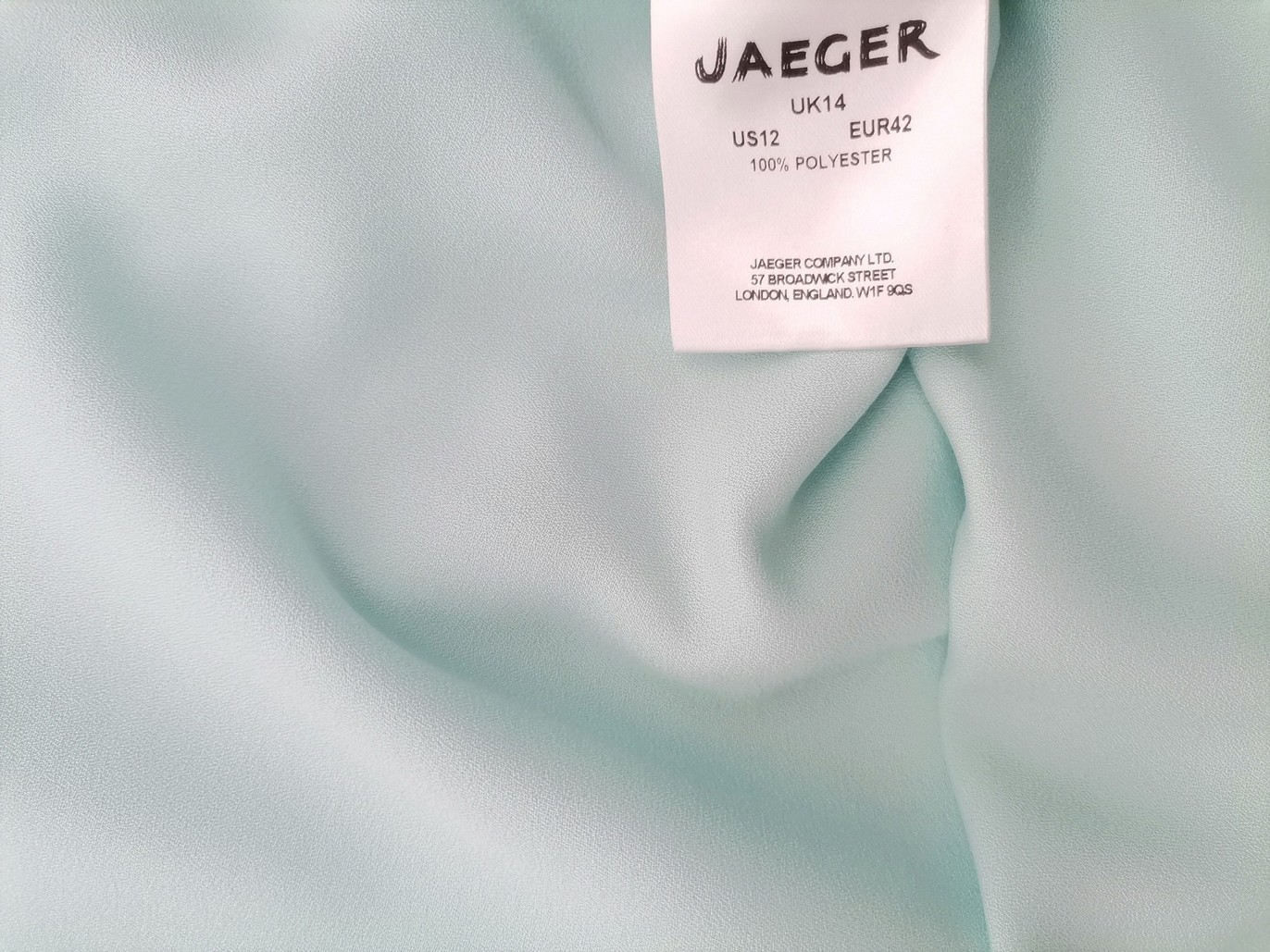 Jaeger Size 14 (42) Color Niebieski Okrągły dekolt Bluzka Rękaw 3/4