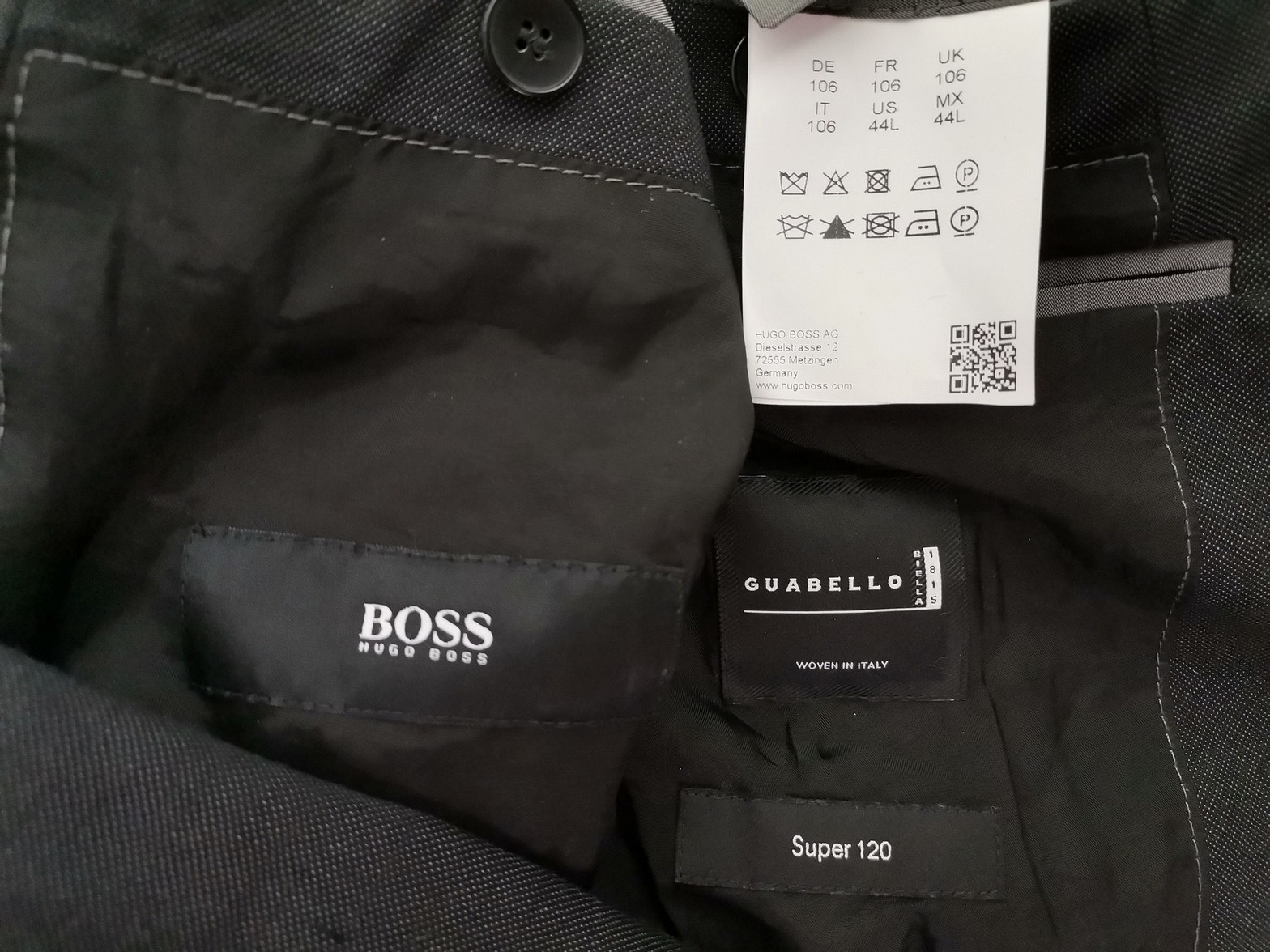 Hugo Boss Size 44 (L) Color Szary Męska Marynarka Długi rękaw Fabric Schurwolle