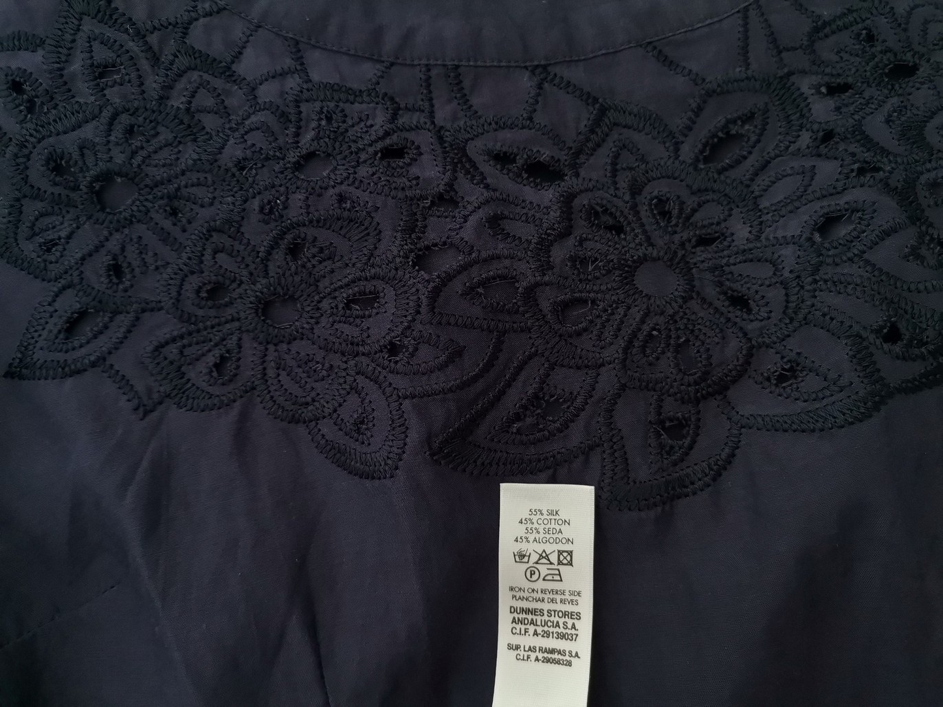 Savida Size 8 (36) Color Granatowy Okrągły dekolt Bluzka Krótki rękaw Fabric Jedwab