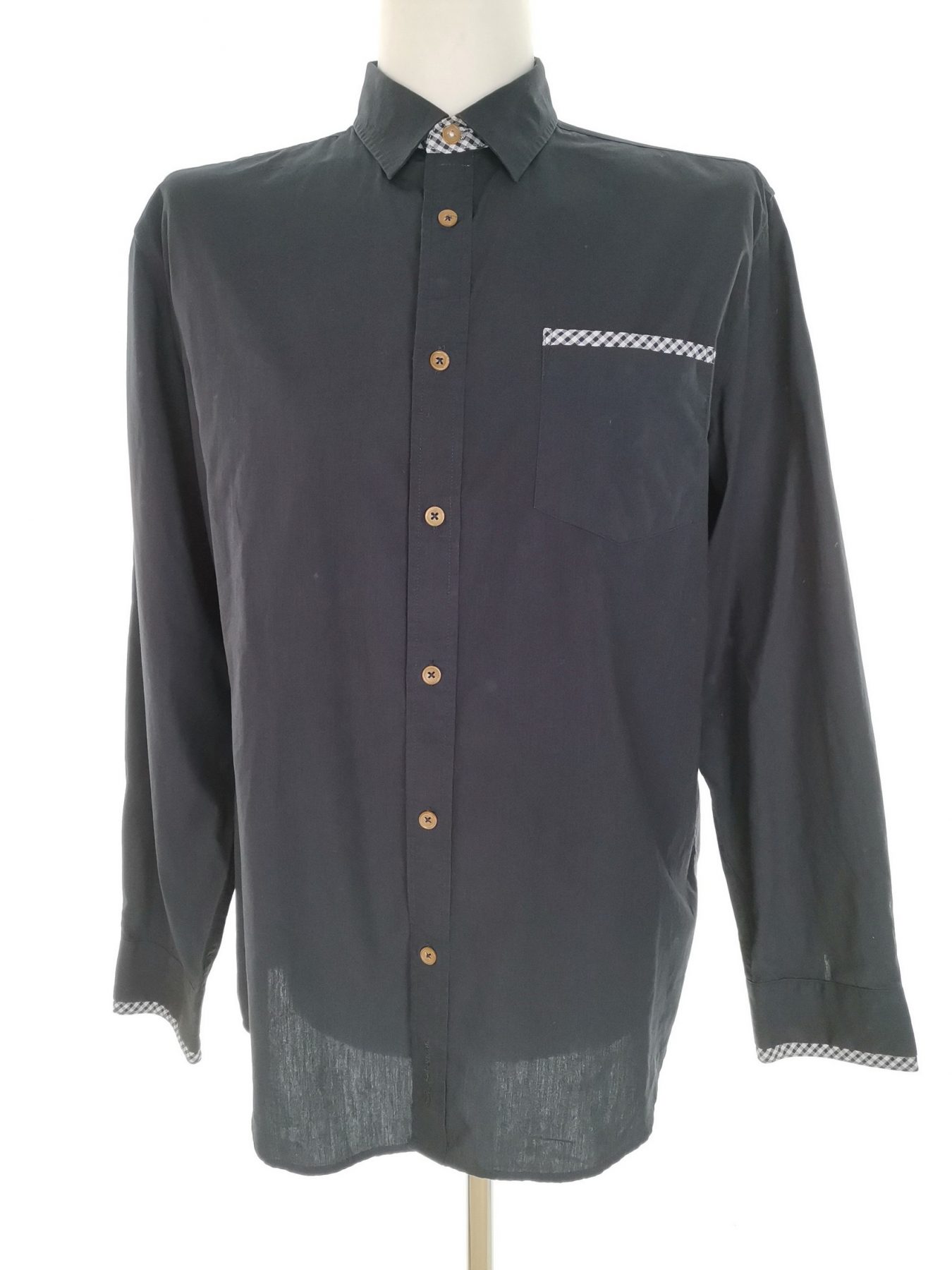 BEN SHERMAN Size L Color Granatowy Kołnierz Męska Koszula Casual Długi rękaw Fabric Bawełna 100%