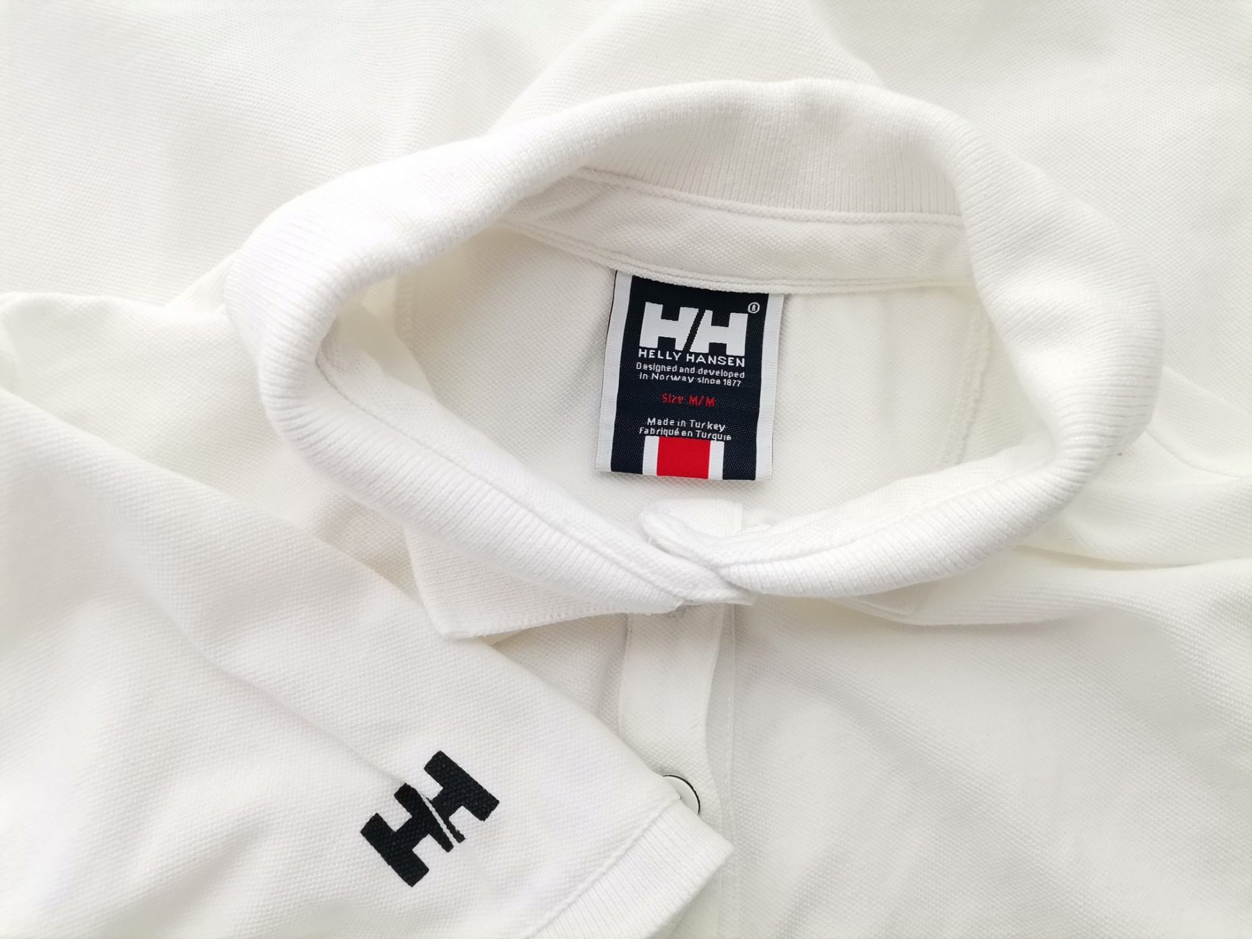 HELLY HANSEN Size M Color Biały Kołnierz Męska Koszula Polo Krótki rękaw Fabric Bawełna 100%