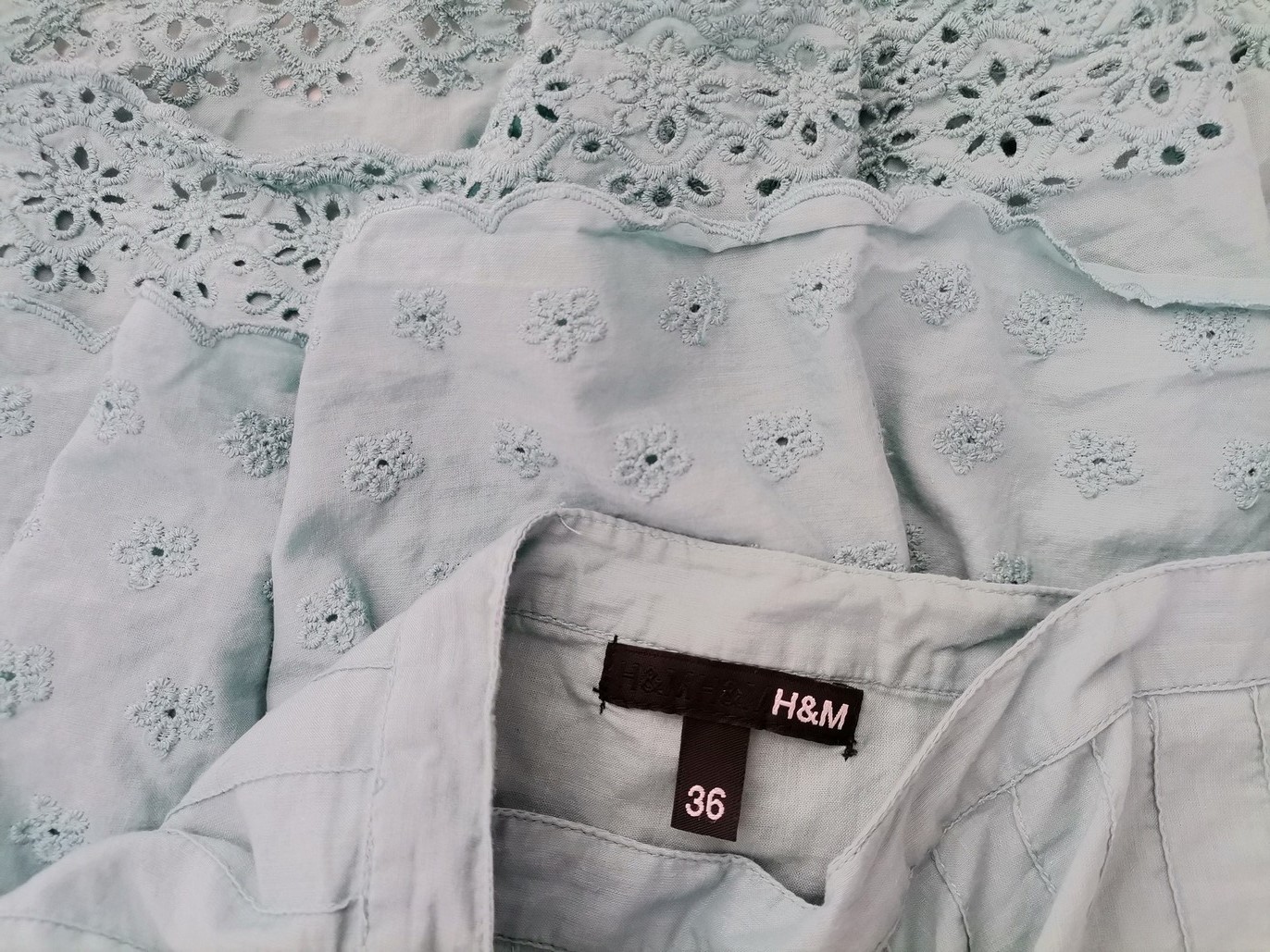 H&m Size 36 Color Niebieski Spódnica Rozkloszowana Midi Fabric Bawełna 100%