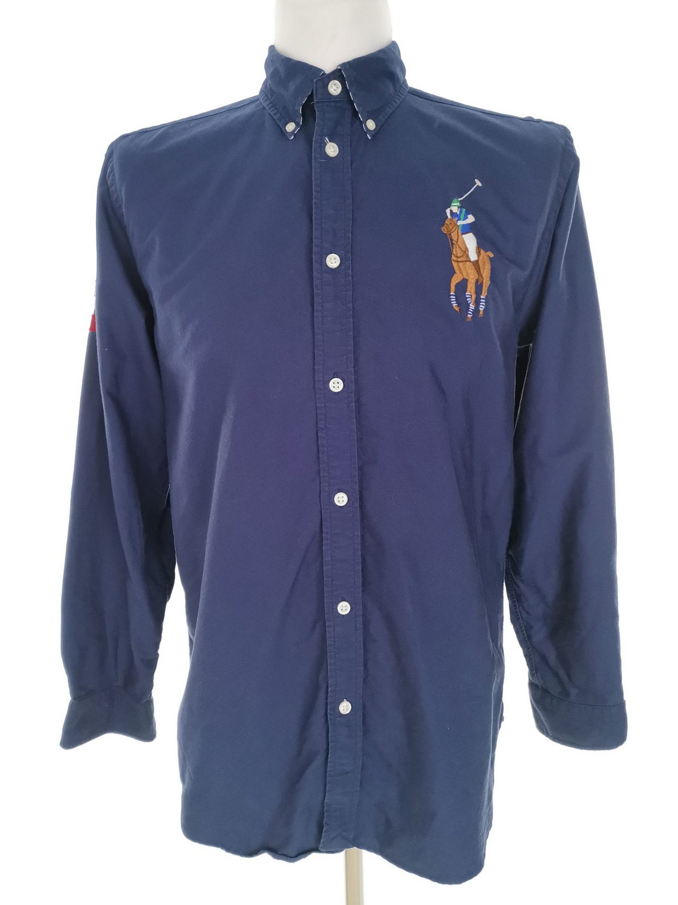 Ralph Lauren Size XL (18/20) Color Granatowy Kołnierz Męska Koszula Casual Długi rękaw Fabric Bawełna 100%