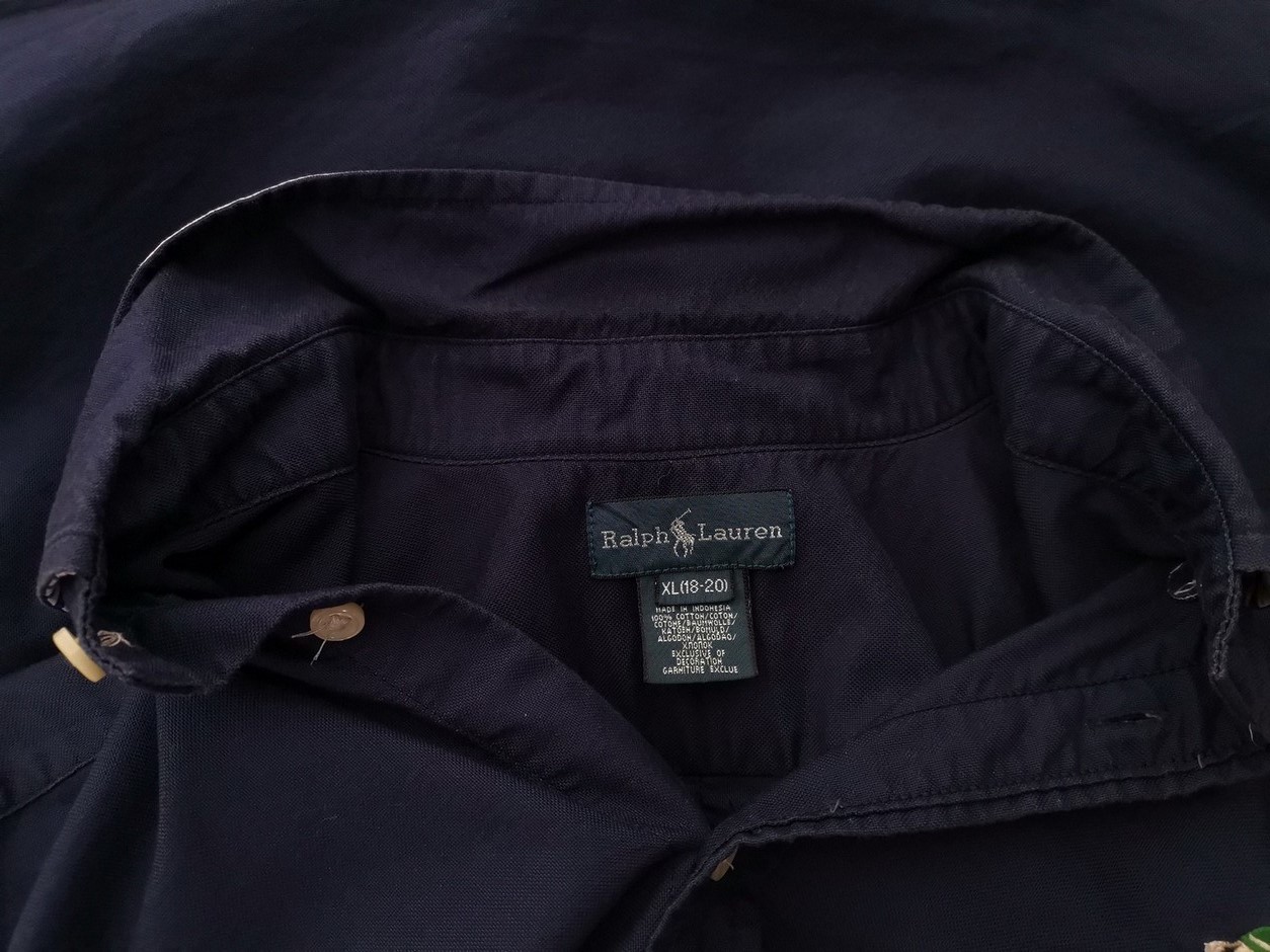 Ralph Lauren Size XL (18/20) Color Granatowy Kołnierz Męska Koszula Casual Długi rękaw Fabric Bawełna 100%