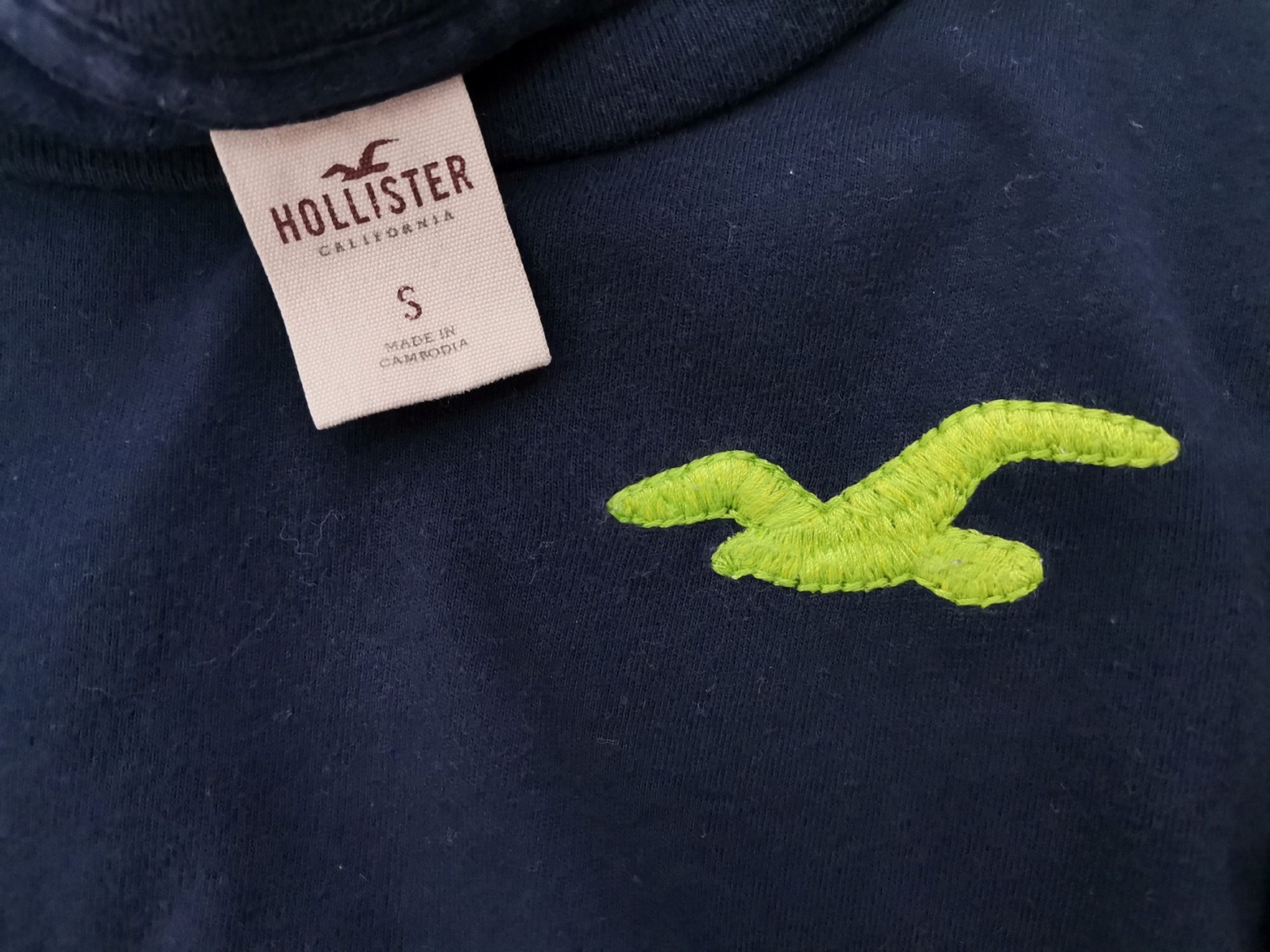 Hollister Size S Color Granatowy Okrągły dekolt Bluzka Długi rękaw Fabric Bawełna 100%