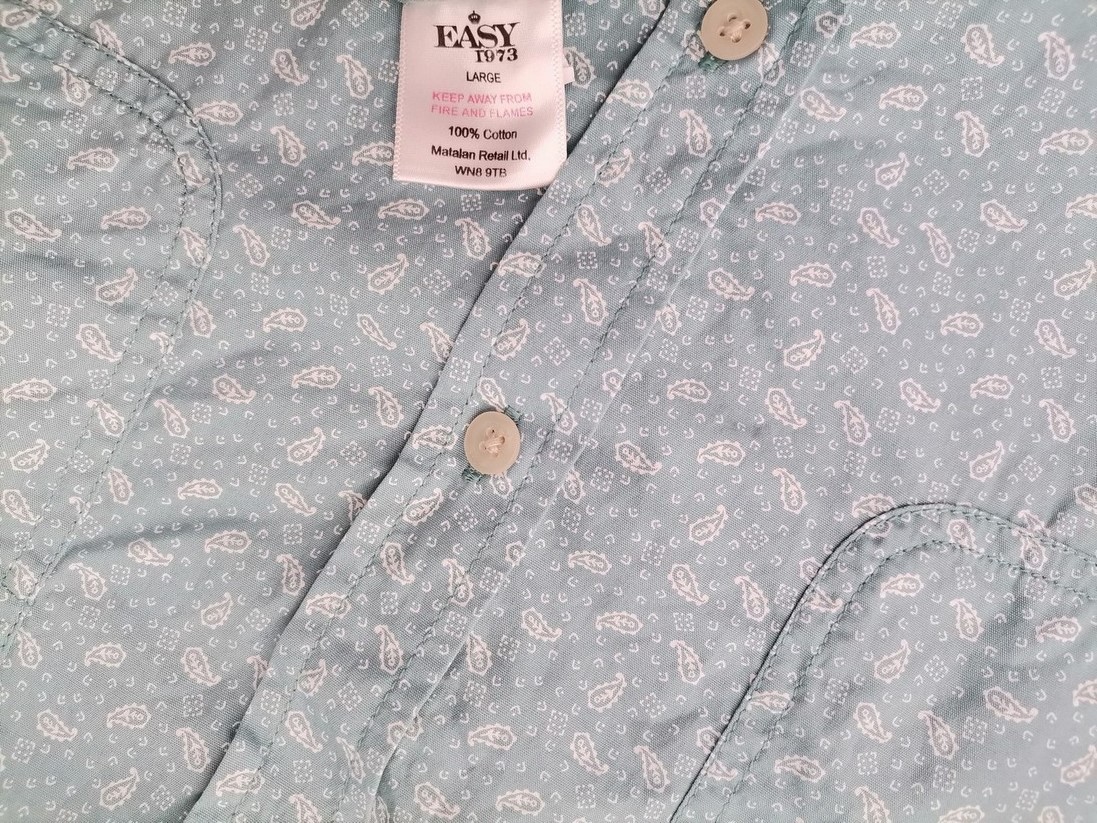 EASY Size L Color Niebieski Kołnierz Męska Koszula Casual Długi rękaw Fabric Bawełna 100%