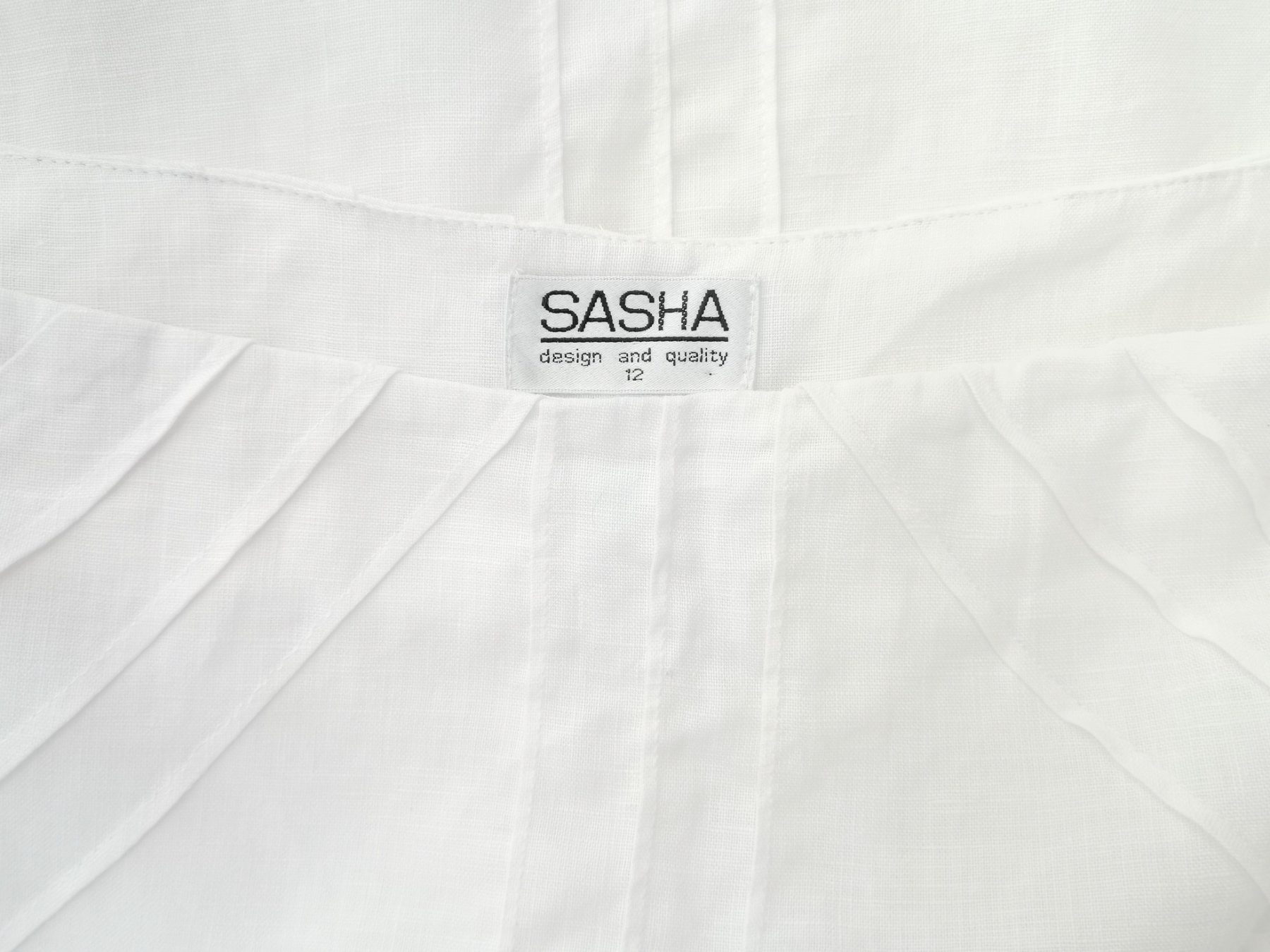 Sasha Size 12 (40) Color Biały Spódnica Trapezowa Midi Fabric Len 100%