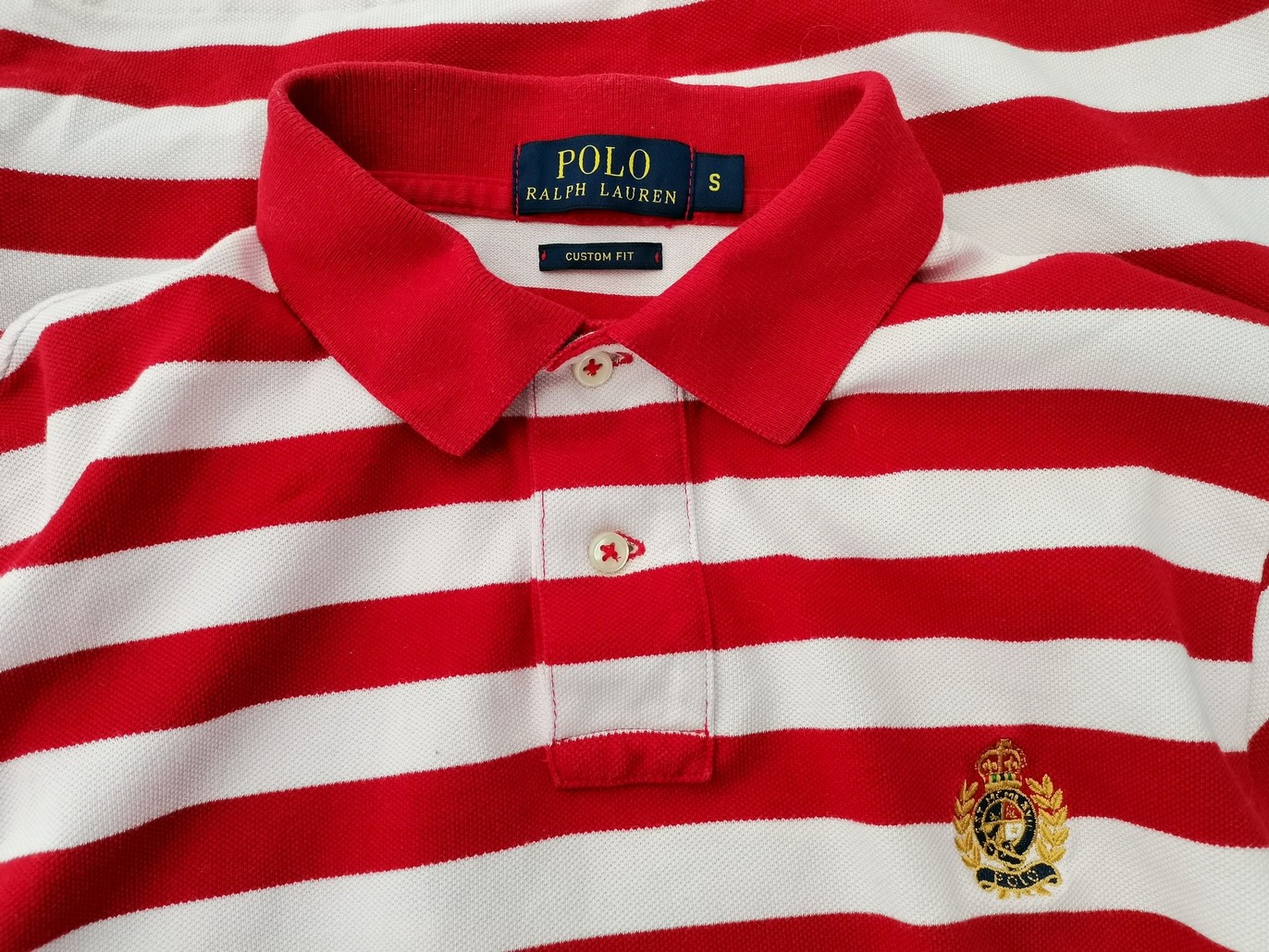 Polo Ralph Lauren Size S Color Czerwony Pasy Kołnierz Męska Koszula Polo Krótki rękaw Fabric Bawełna 100%