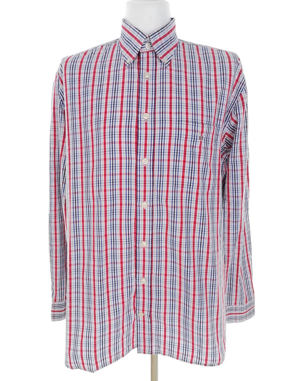 Gant Size L Color Niebieski Krata Kołnierz Męska Koszula Casual Długi rękaw Fabric Bawełna 100%