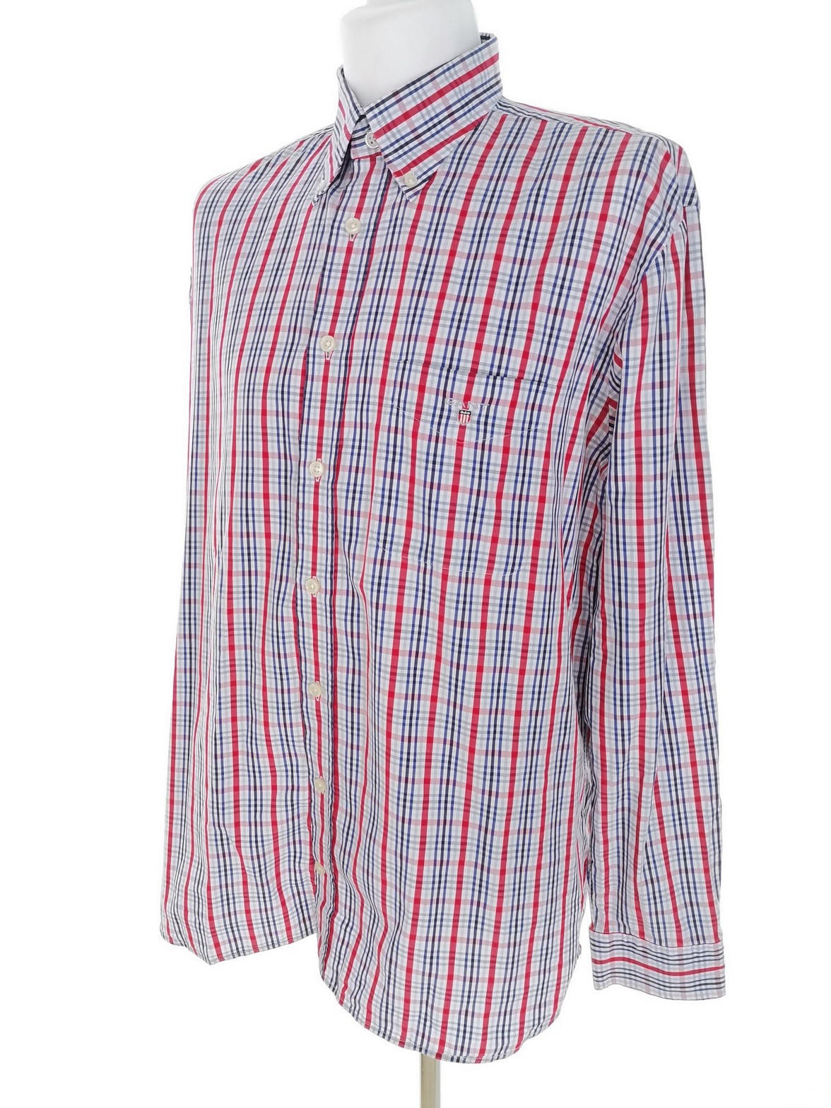 Gant Size L Color Niebieski Krata Kołnierz Męska Koszula Casual Długi rękaw Fabric Bawełna 100%