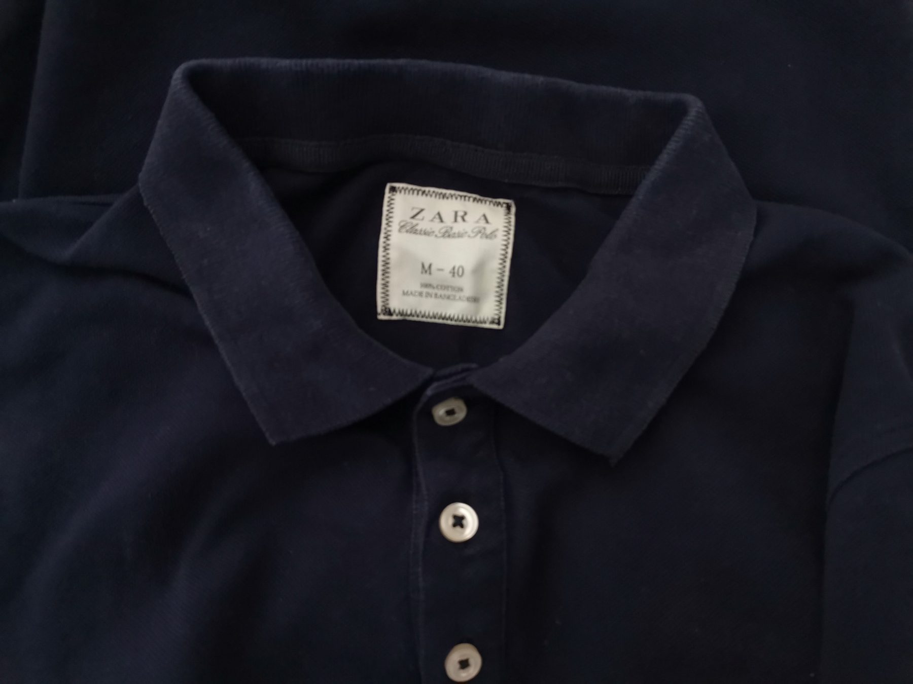 Zara Size M Color Granatowy Kołnierz Męska Koszula Polo Krótki rękaw Fabric Bawełna 100%