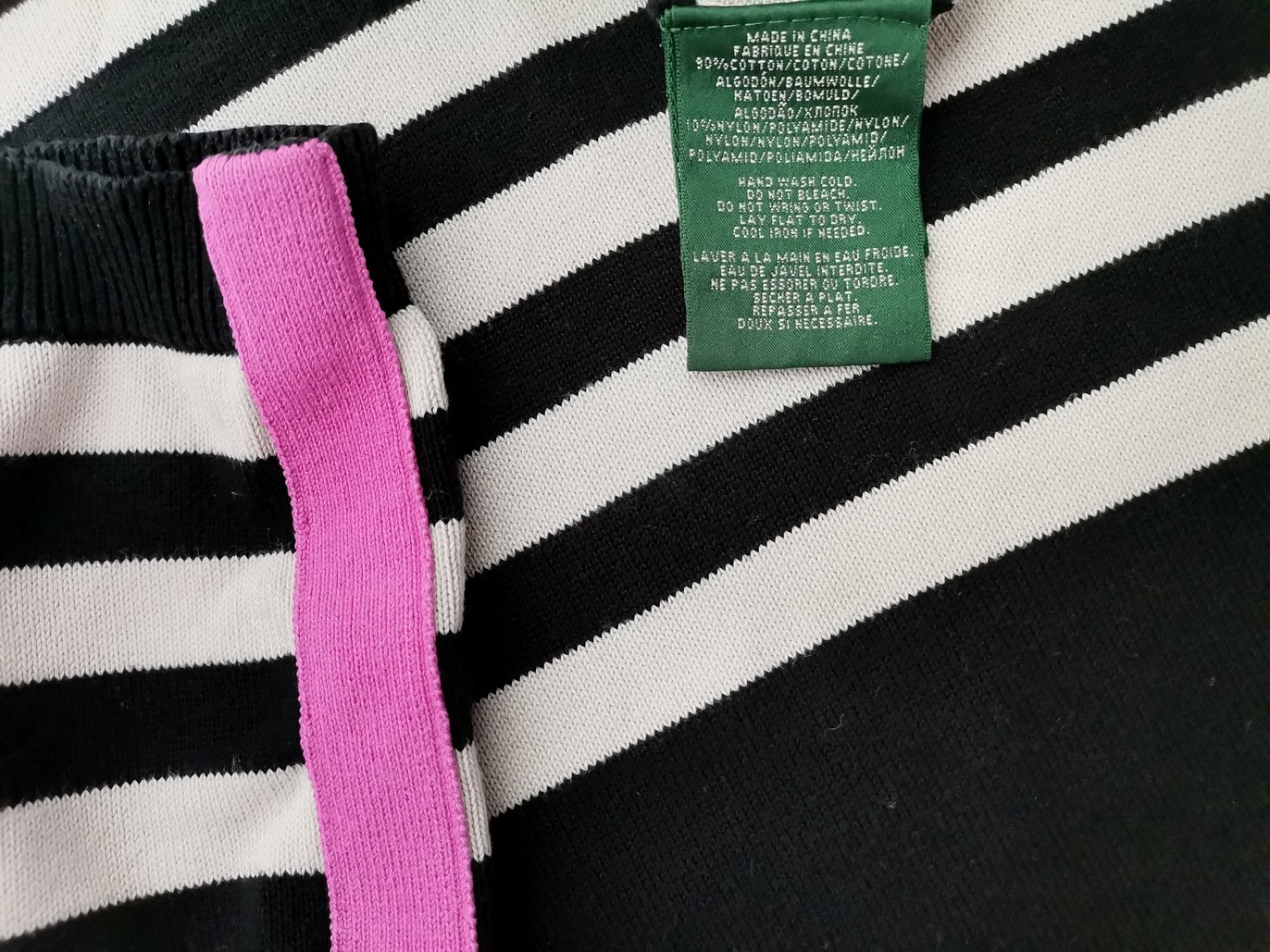 Lauren ralph lauren Size M Color Czarny Pasy W łódkę Bluzka Krótki rękaw Fabric Bawełna