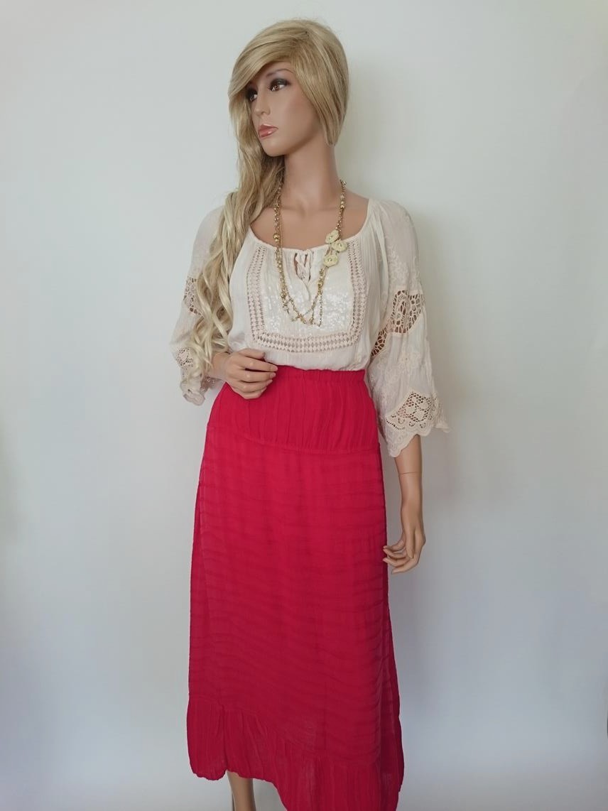 Milieu Size L Color Czerwony Spódnica Maxi Długa Fabric Wiskoza